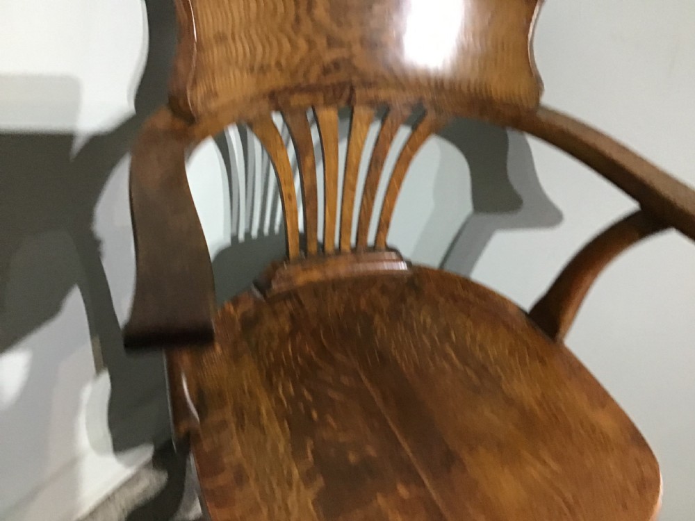 Antique oak revolving desk chair  View III