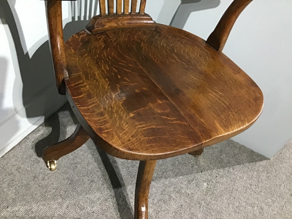 Antique oak revolving desk chair  View IV