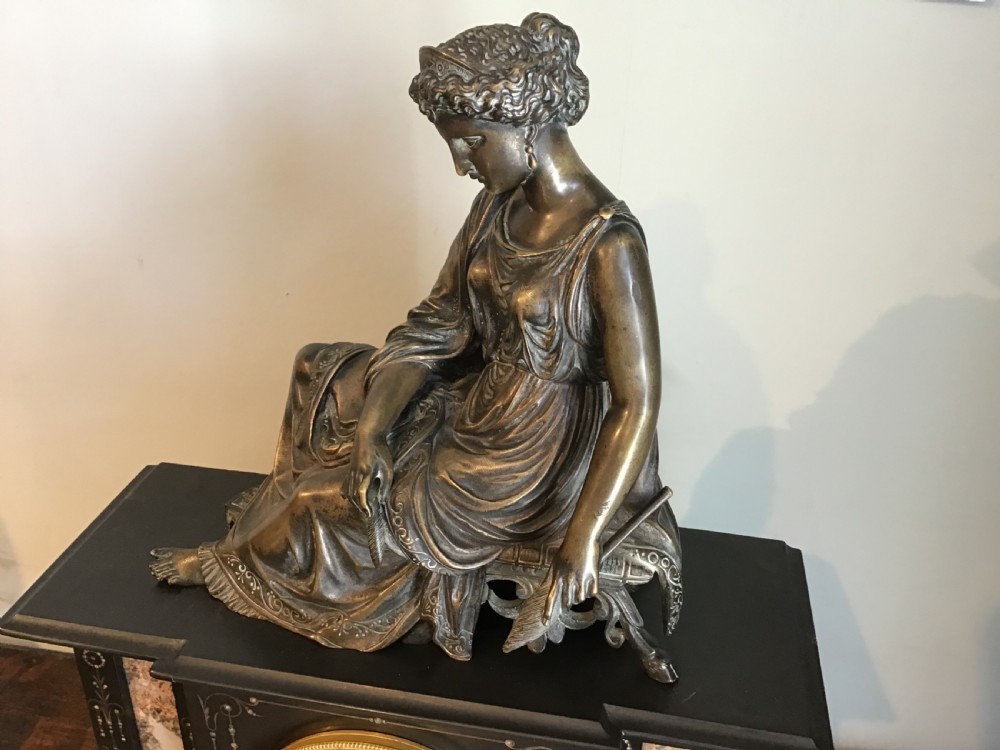 Victorian slate marble and bronze clock View II