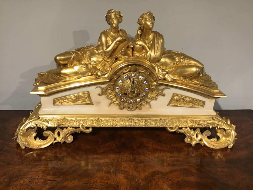 Antique marble and gilt bronze clock