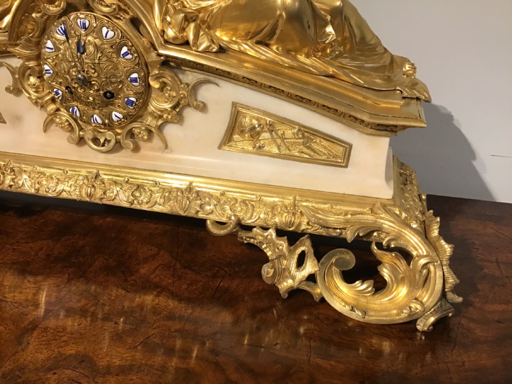 Antique marble and gilt bronze clock View II
