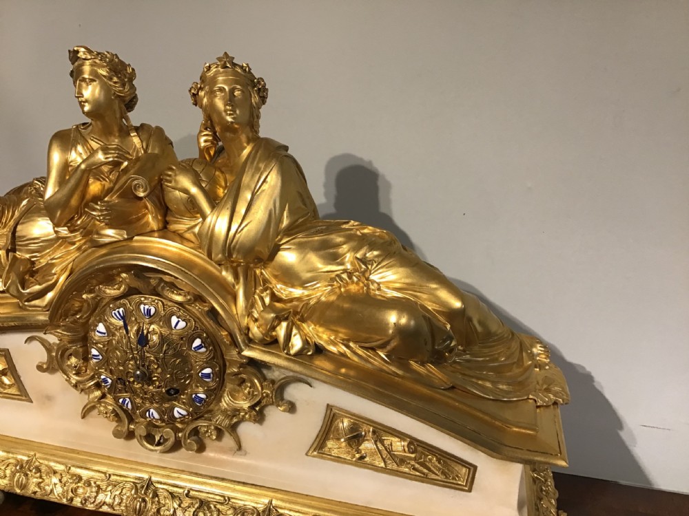 Antique marble and gilt bronze clock View III