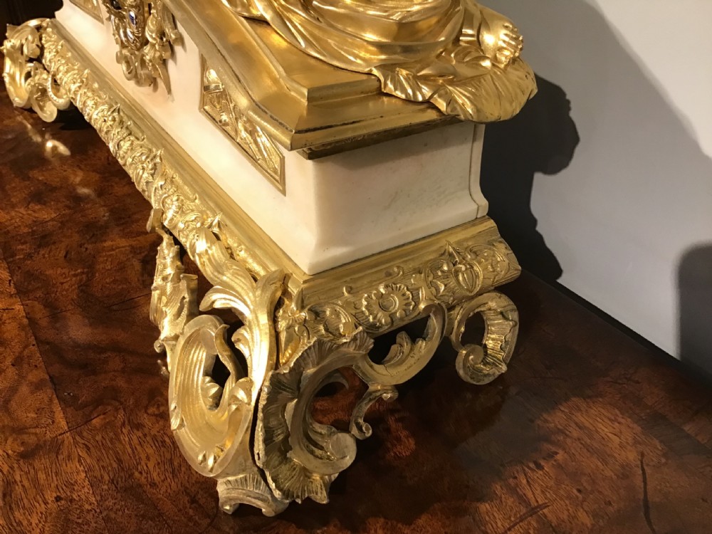 Antique marble and gilt bronze clock View IV