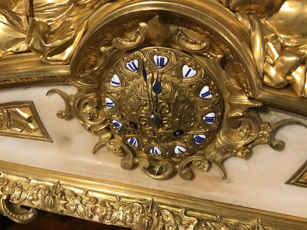Antique marble and gilt bronze clock View V