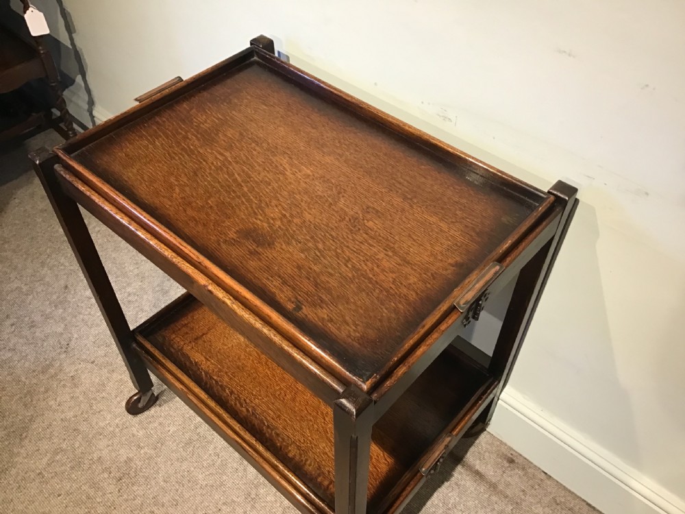 Antique oak folding trolley View II