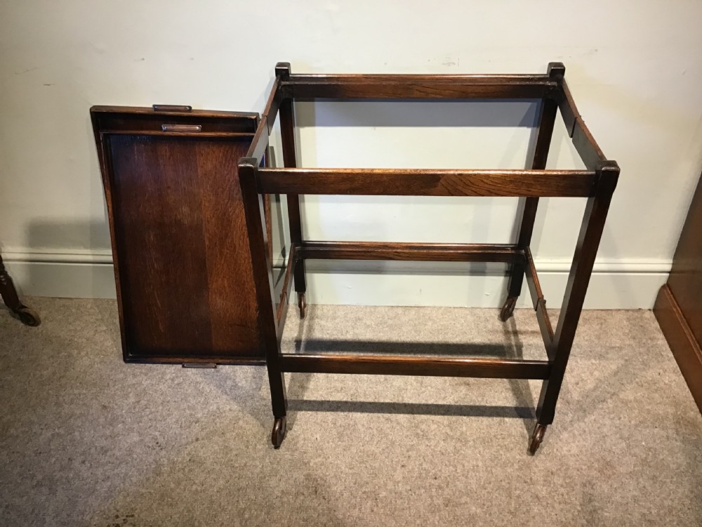 Antique oak folding trolley View IV