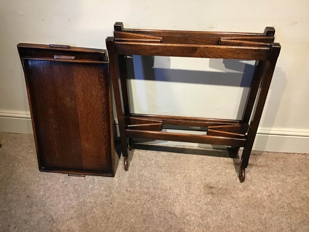 Antique oak folding trolley View V