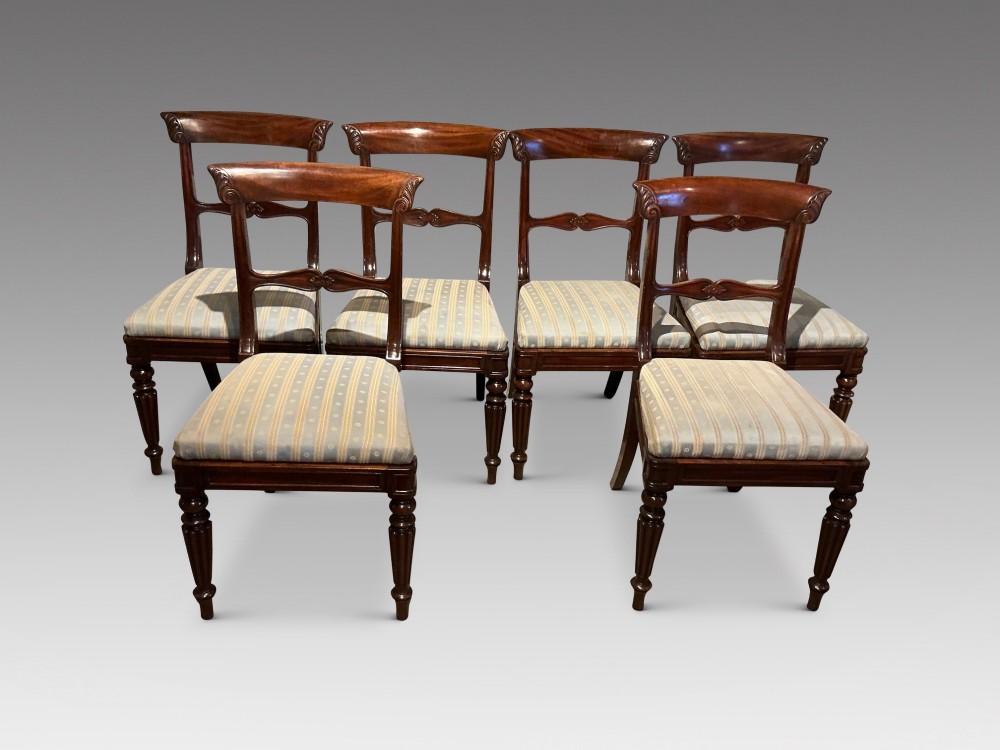 Set of six mahogany dining chairs