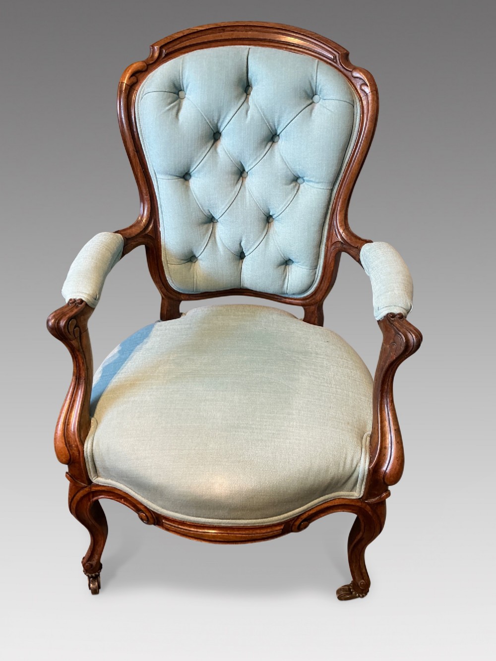 Victorian rosewood open armchair