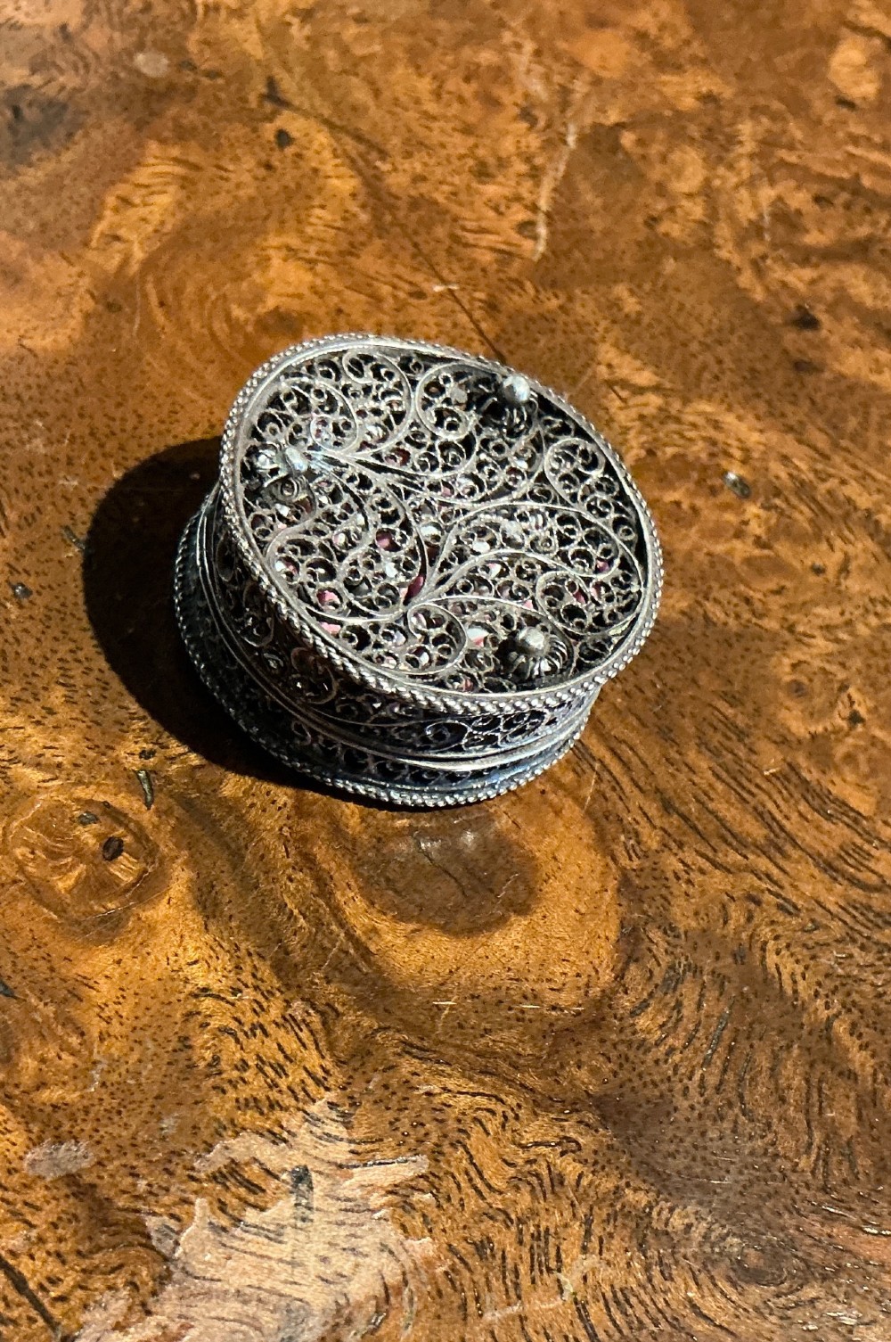 Silver rosary box View V