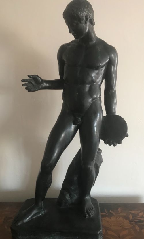 a 19th century bronze figure of the discus thrower - CATEGORY: ANTIQUE SCULPTURES - DATED 19TH CENTURY