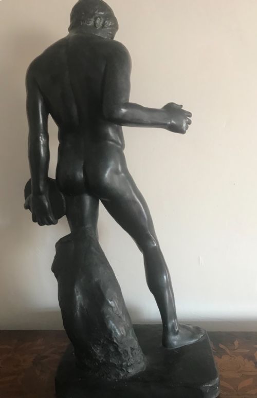 A 19TH CENTURY BRONZE FIGURE OF THE DISCUS THROWER - ADDITIONAL PHOTO 1