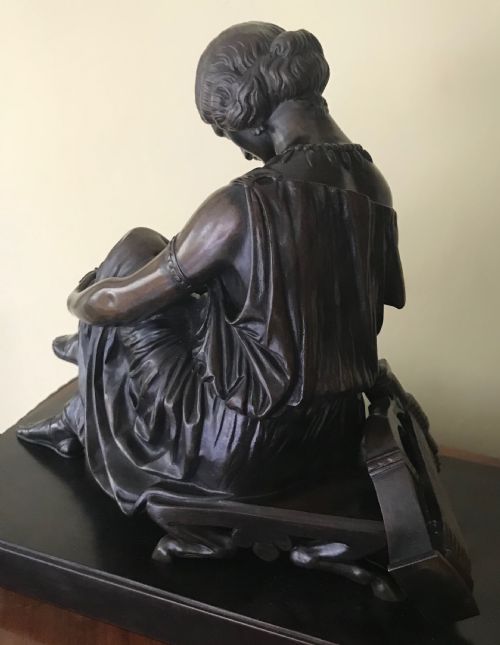 A 19TH CENTURY BRONZE OF SEATED SAPPHO BY JEANJACQUES PRADIER - ADDITIONAL PHOTO 5