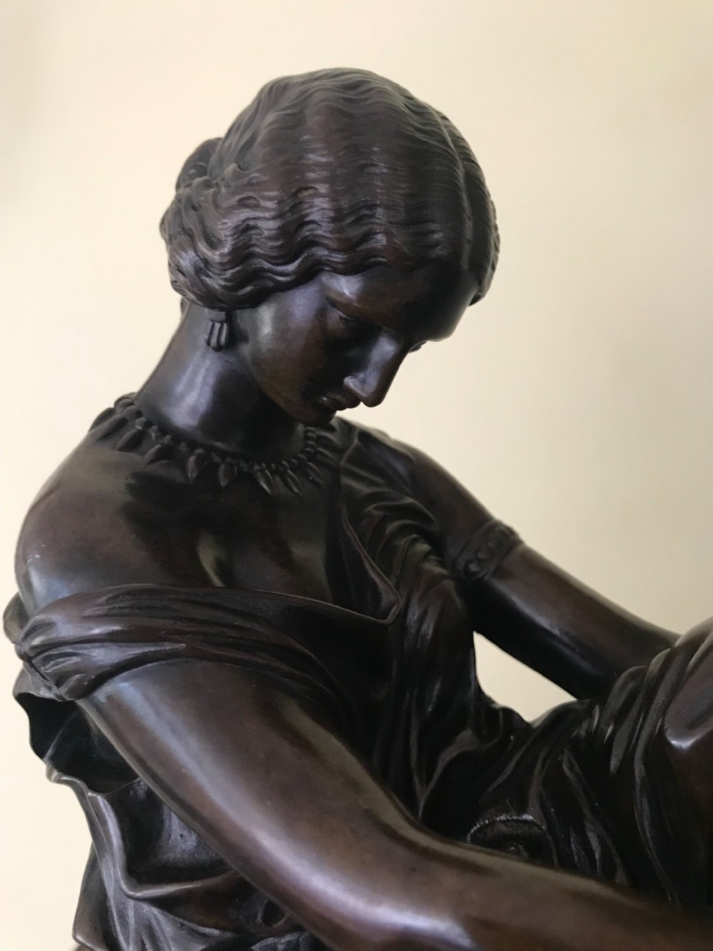 A 19th century bronze of seated Sappho by Jean-Jacques Pradier  View II