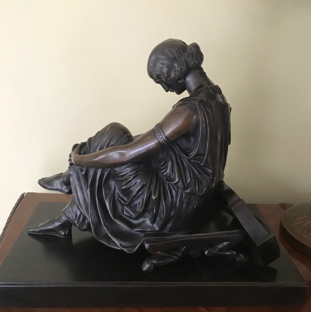 A 19th century bronze of seated Sappho by Jean-Jacques Pradier  View V