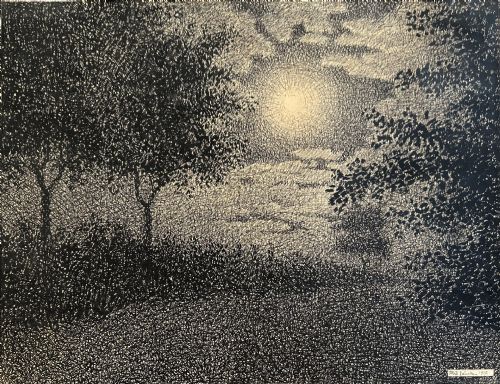 20th Century School Moonlit Landscape