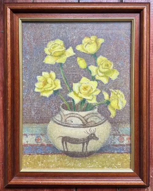 Emma Fordyce Macrae Yellow Roses in a Hopi Pot