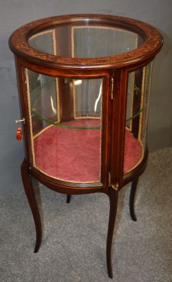 ROUND MAHOGANY DISPLAY CABINET