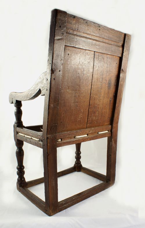 fig 1. A Rare Early 17th Century Oak Inlaid Armchair