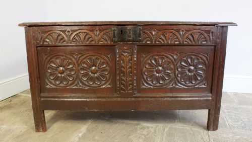 Early 17th Century Carved Oak Coffer