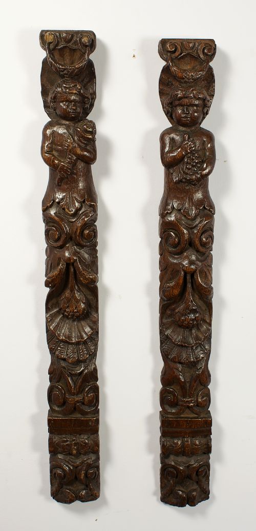 Pair of 17th Century Carved Caryatids