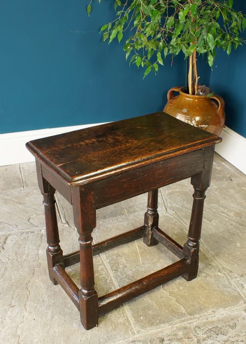 A 17th Century Oak and Fruitwood Joint Stool