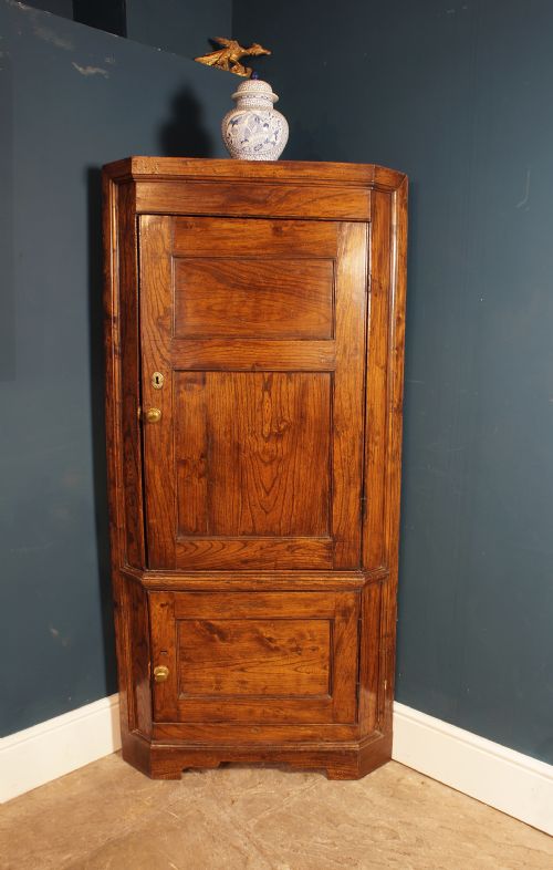 Georgian Elm Corner Cupboard.