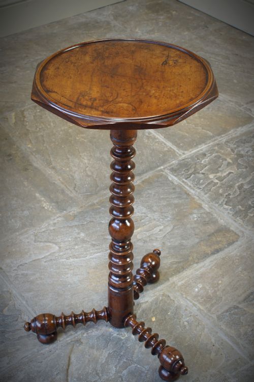 17th Century Yew Wood Candle Stand.