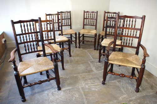 8 Lancashire Spindle Back Kitchen Chairs