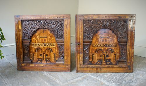 A Pair of 16th Century Marquetry Panels.