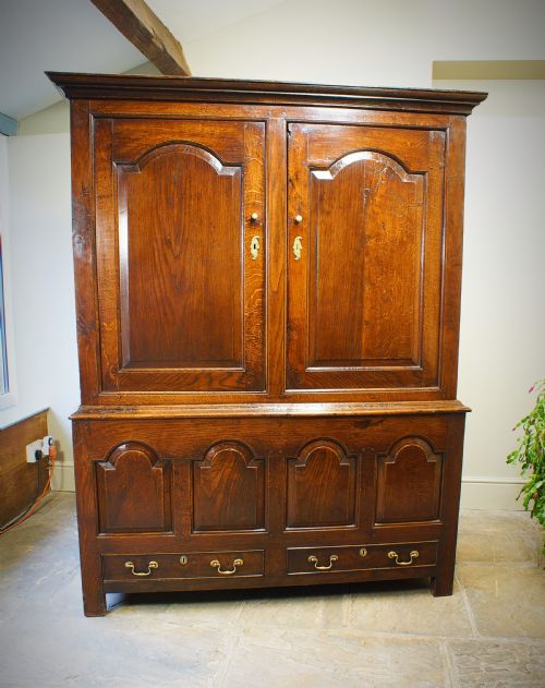 18th Century Welsh Oak Press Cupboard.