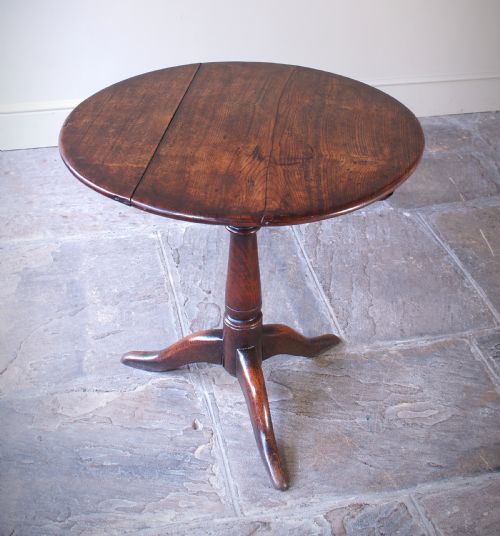RARE 18TH CENTURY ELM COUNTRY TRIPOD TABLE - ADDITIONAL PHOTO 7