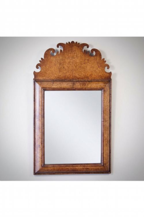 WILLIAM AND MARY STYLE BURR WALNUT MIRROR