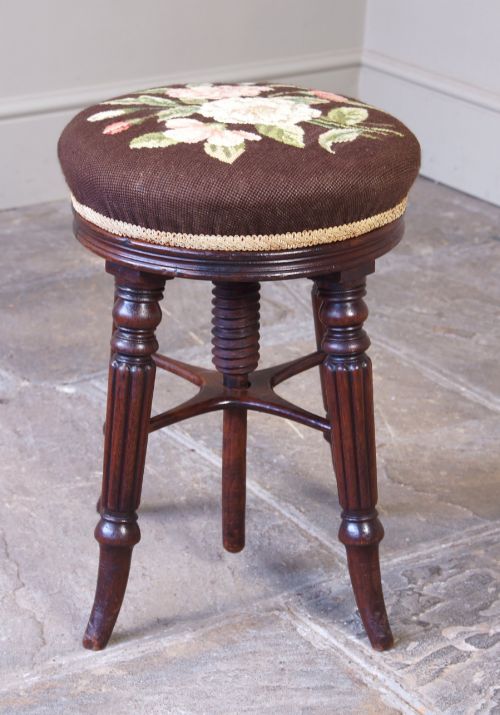 REGENCY MAHOGANY PIANO STOOL - ADDITIONAL PHOTO 2