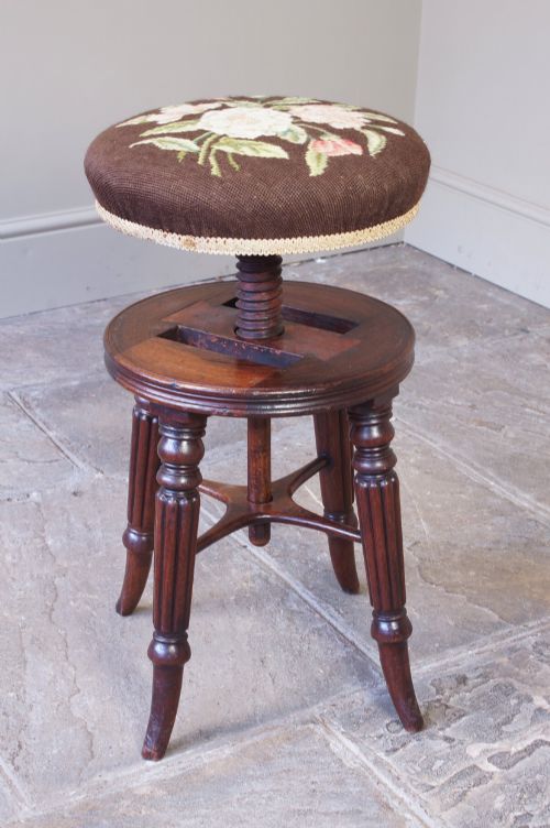 REGENCY MAHOGANY PIANO STOOL - ADDITIONAL PHOTO 4