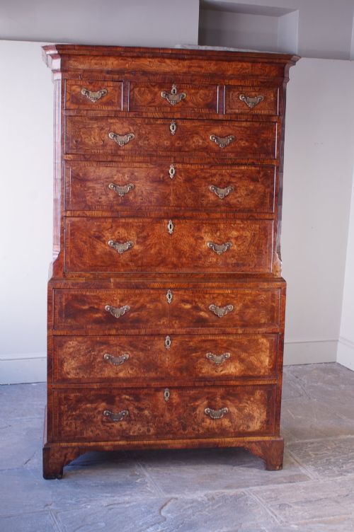 A Rare 18th Century Figured Ash Chest on Chest