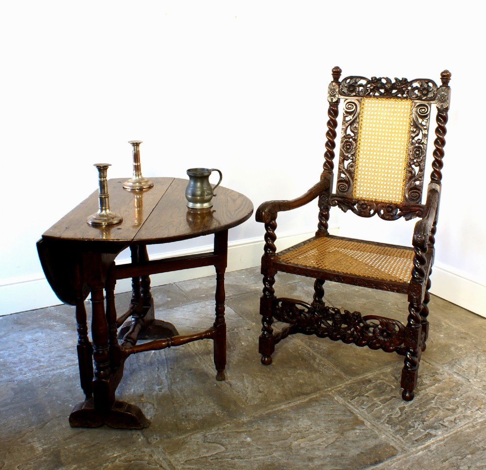17th century caned walnut armchair View IV