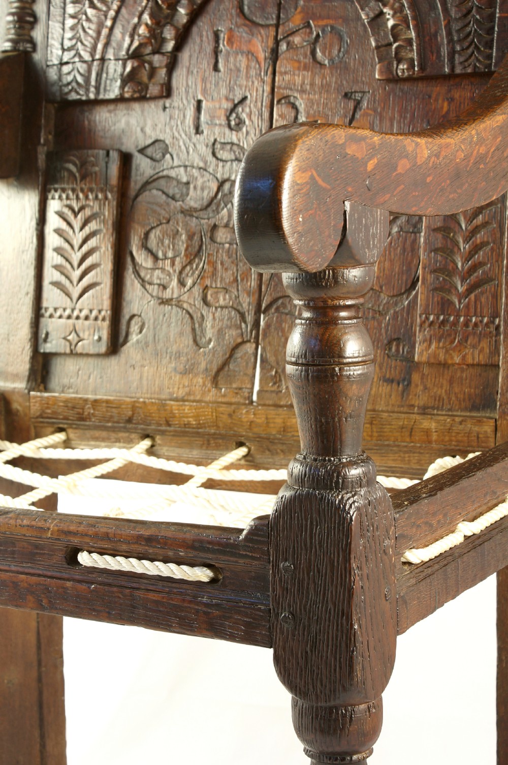 A Rare Early 17th Century Oak Inlaid Armchair View IV