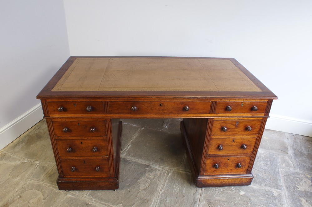 Walnut pedestal desk. View II