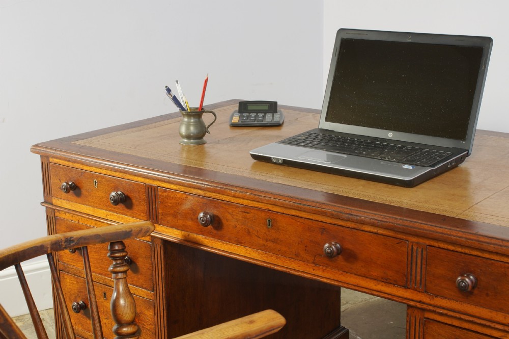 Walnut pedestal desk. View III