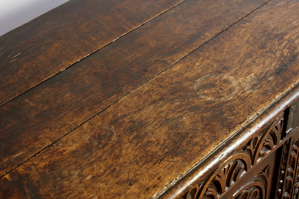 Early 17th century carved oak coffer View III