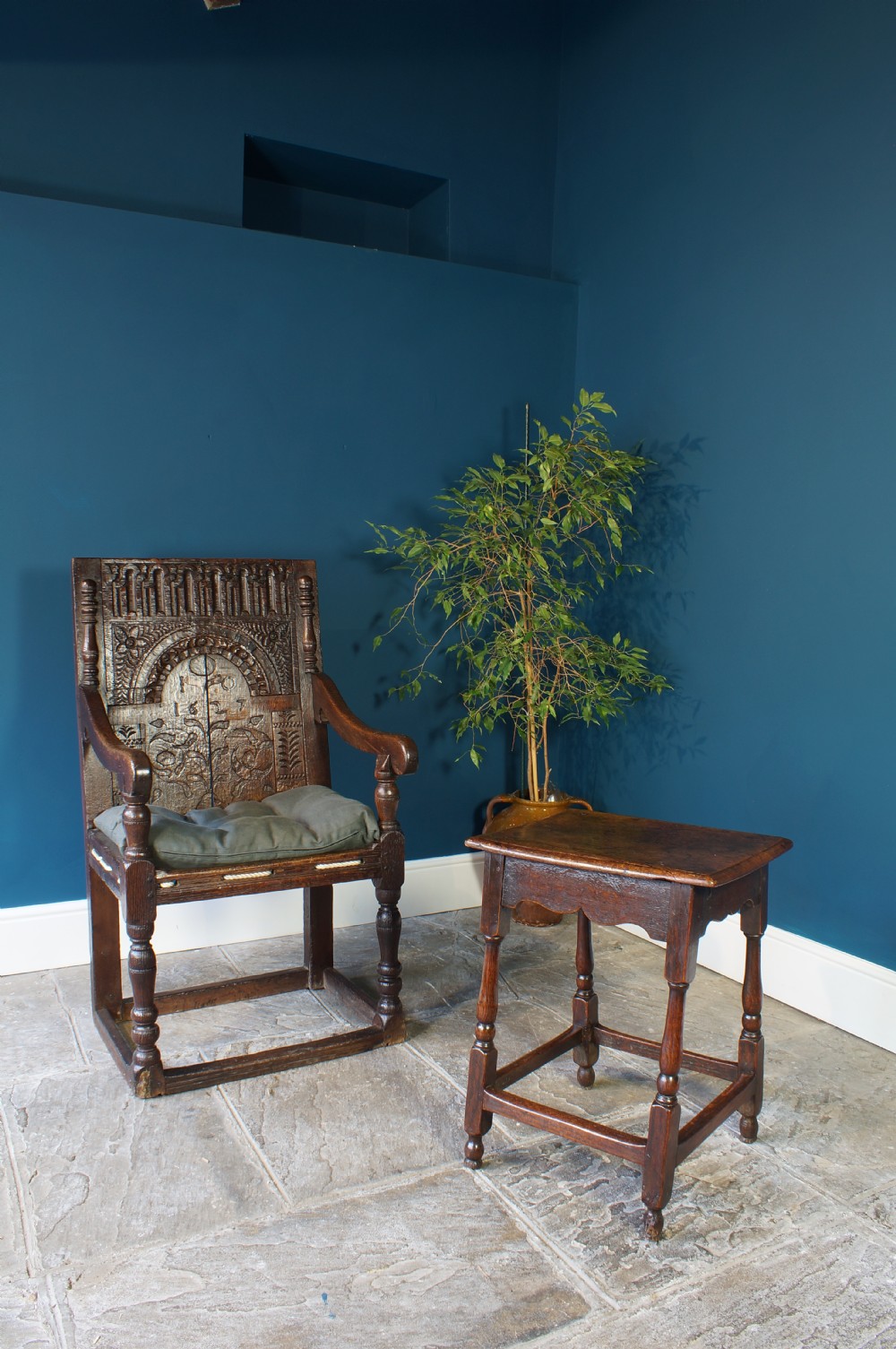 18th century oak Joint stool. View II