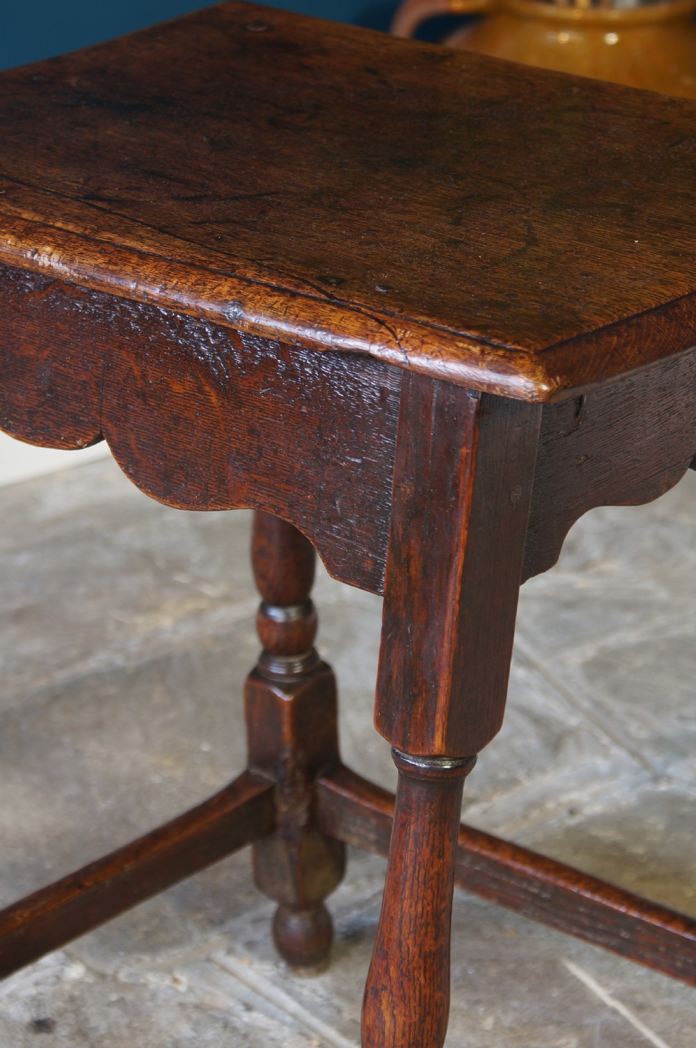 18th century oak Joint stool. View IV