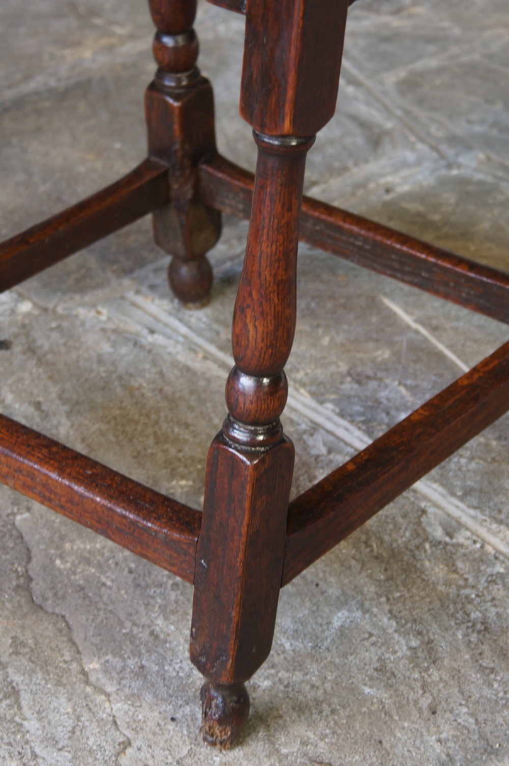 18th century oak Joint stool. View V