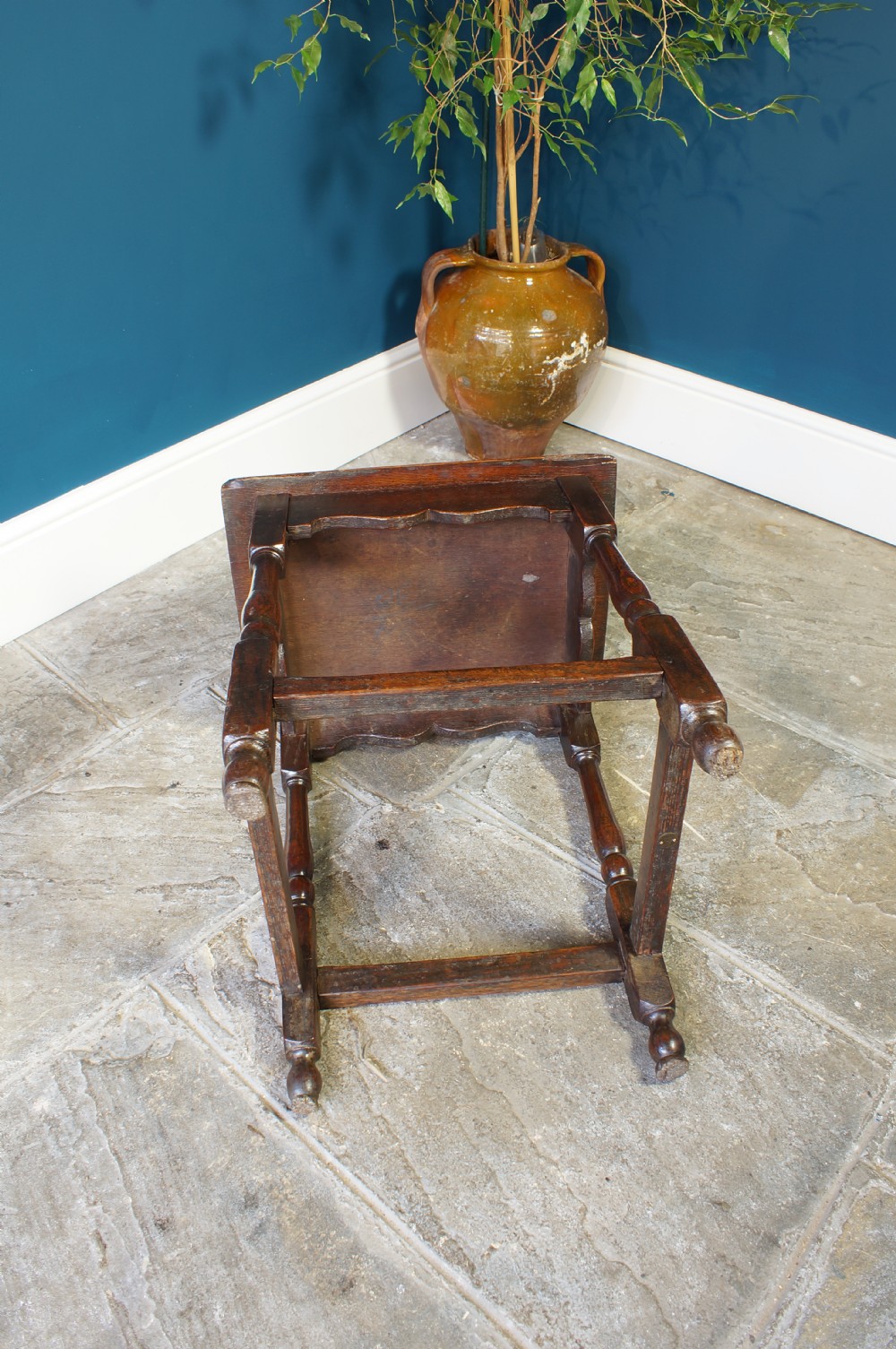 18th century oak Joint stool. View IX