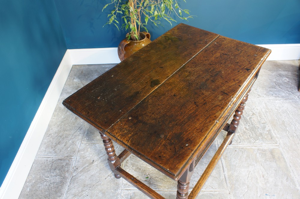 17th century oak side table. View II