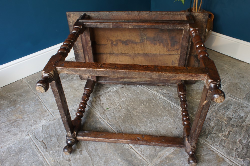 17th century oak side table. View V