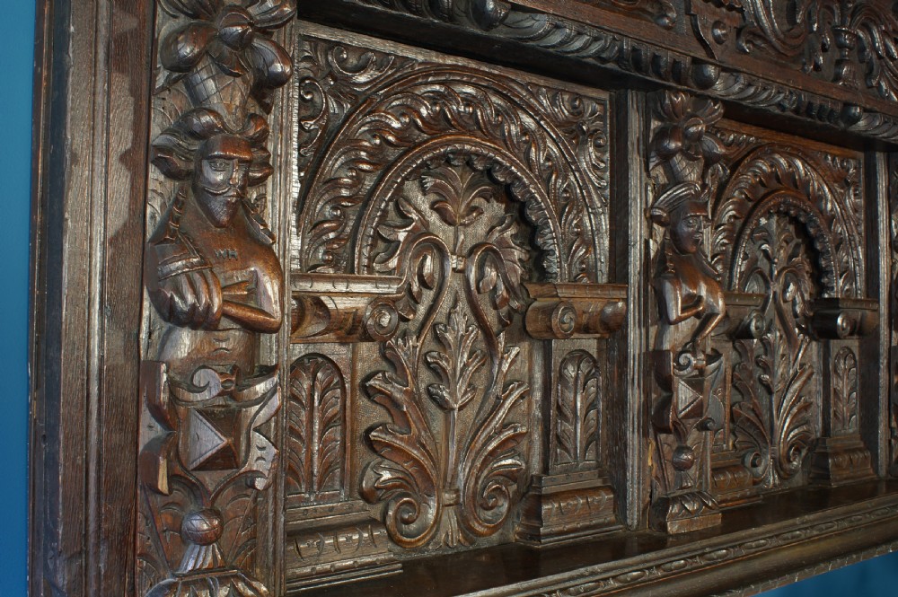 Elizabethan oak overmantel. View II
