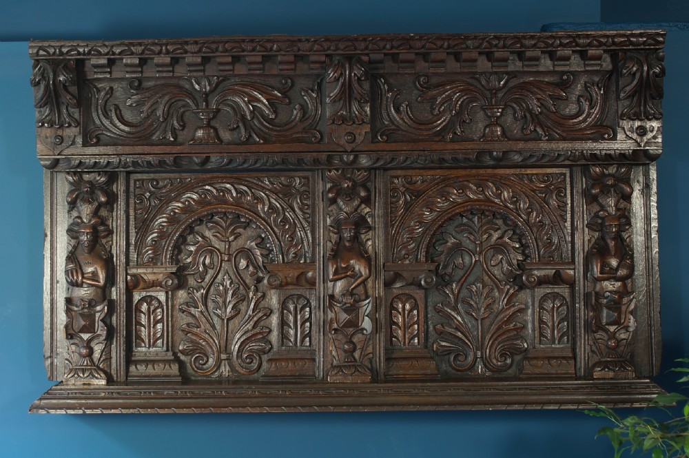 Elizabethan oak overmantel. View IV