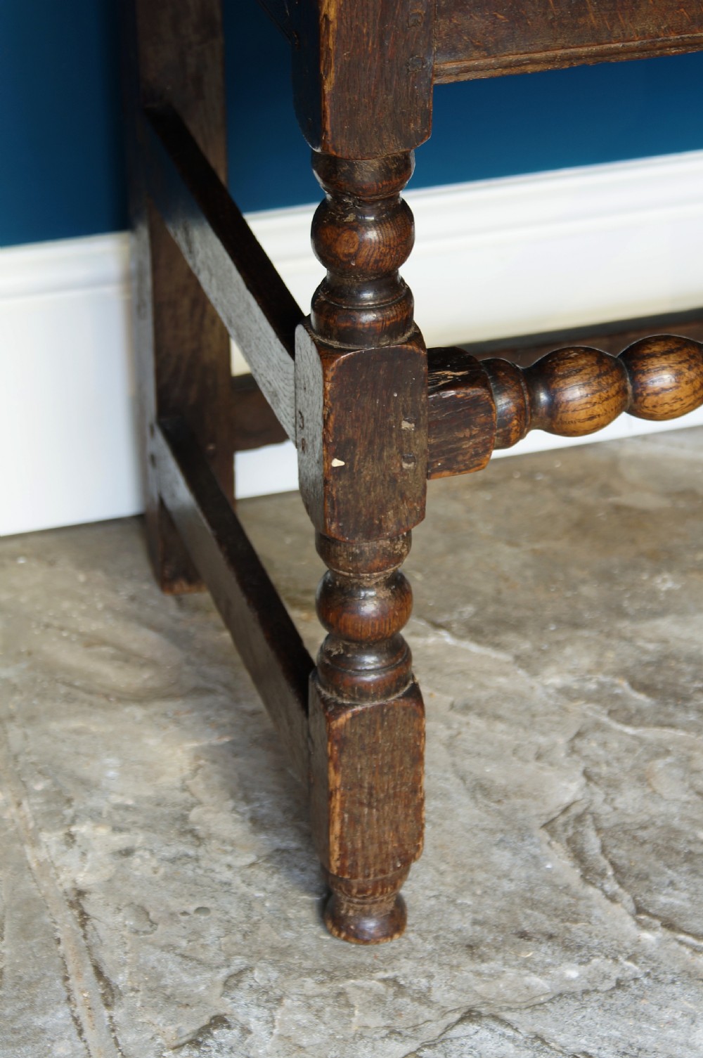 A pair of 17th century oak backstools View V